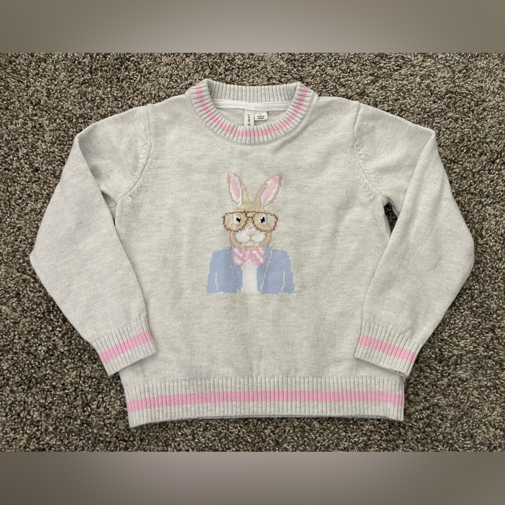 Toddler Boy’s Janie and Jack Bunny Icon Sweater Heather Gray Size 3